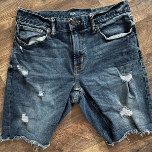 Old Navy Men's Blue Distressed Jean Shorts